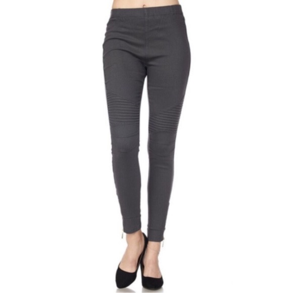 Charcoal Grey Moto Leggings with Ankle Zip… - Picture 4 of 4